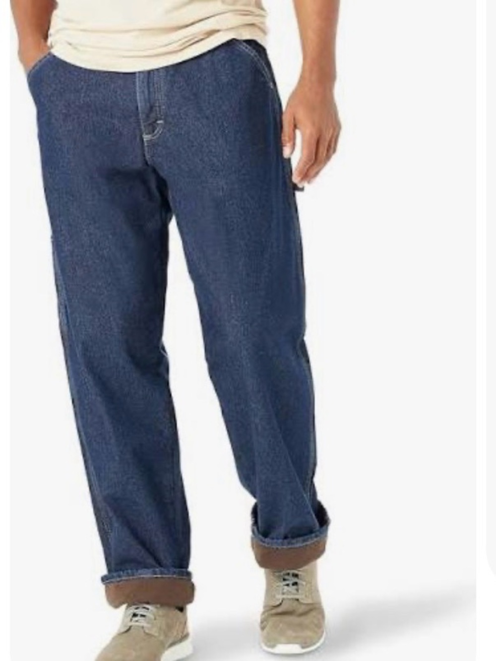 Wrangler Men's Fleece Lined Dark Blue Relaxed Carpenter Jeans